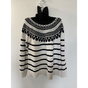 Lauren Ralph Lauren Fair Isle Aztec Sweater Large Womens Cotton Wool Turtleneck